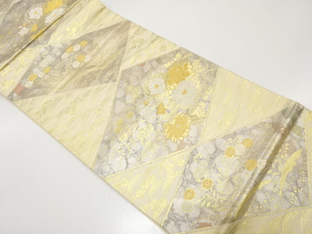JAPANESE FUKURO OBI / WOVEN AUTUMN FLOWERS